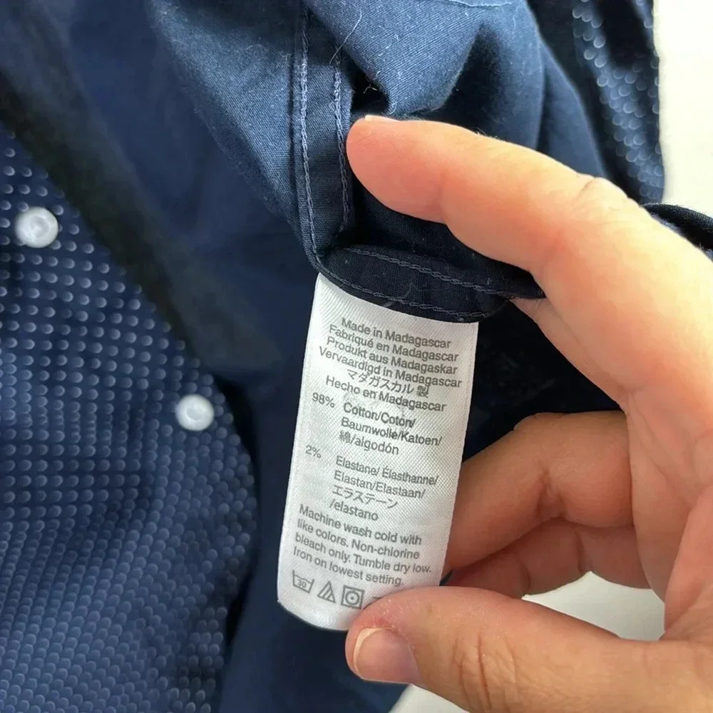 J. Crew Slim Flex Washed Long Sleeve Collared button down Shirt in navy blue